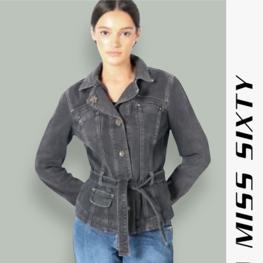 Vintage Miss‎ Sixty Women's Black Denim Jacket, Size M, MSRP $200